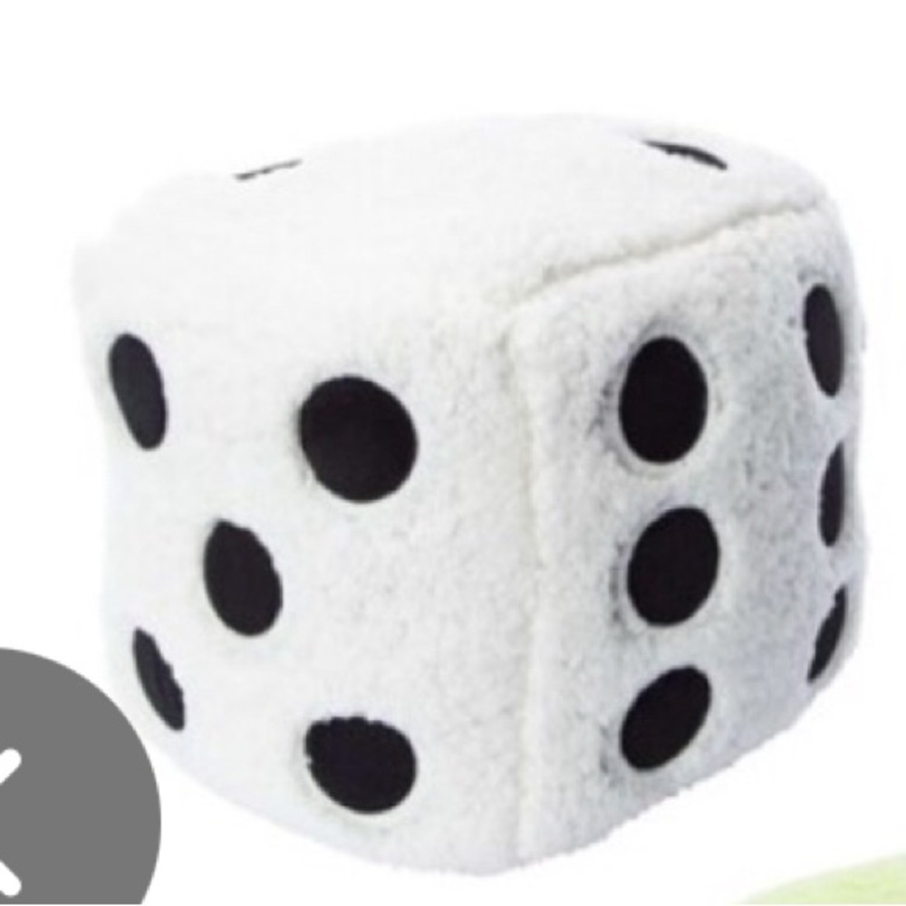 Plush White and Black 9” Fuzzy Dice Pillow